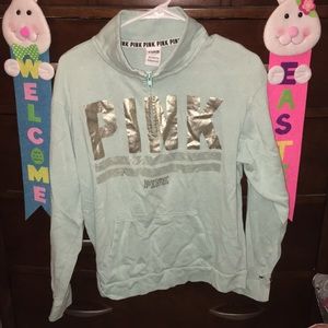 mint green PINK quarter zip